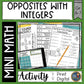 Opposites with Integers Math Activities - Math Puzzles and Riddle