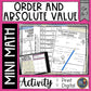 Order and Absolute Value Math Activities - Integers Math Puzzles and Riddle
