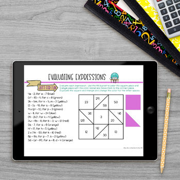 Evaluating Expressions bundle for small groups, including practice with 1 and 2 variables