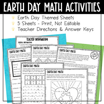 Earth Day Match Activities Packet with 5 sheets