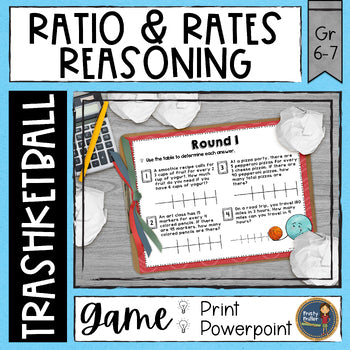 Ratios and Rates Reasoning Trashketball Math Game - 6th Grade, Print, Powerpoint, 