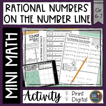 Rational Numbers on the number line mini math activity pack