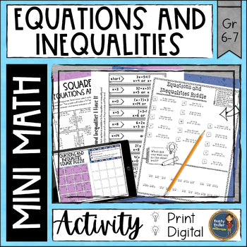 Equations and Inequalities Mini Math Puzzles and Riddles