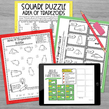 Area of Trapezoids Mini Math Activity Digital and Print