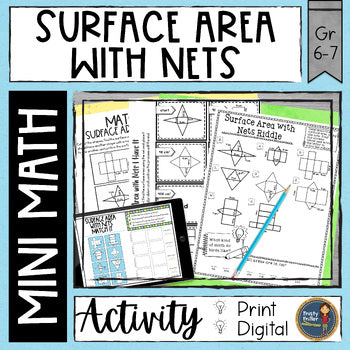 Surface Area with Nets Math Activities Puzzles & Riddle - 6th Grade Math Review