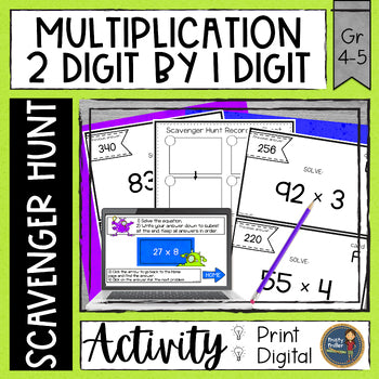 Digital Scavenger Hunt Multiplication 2 Digit by 1 Digit