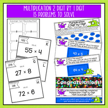 Digital Scavenger Hunt Multiplication 2 Digit by 1 Digit