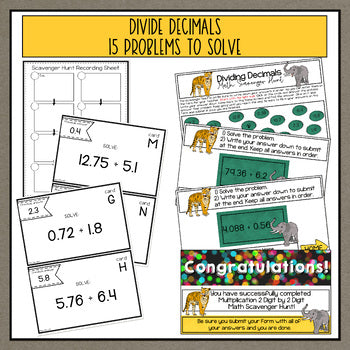 Dividing Decimals Scavenger Hunt 15 Problems to Solve