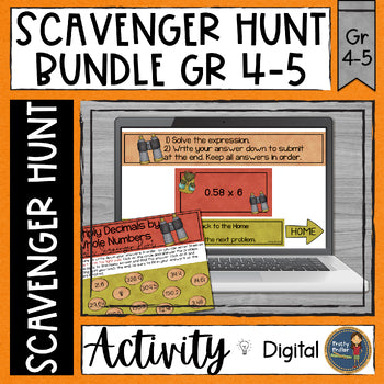 Math Scavenger Hunt Bundle - digital resource using google slides for students in grades 4-5 to practice math skills