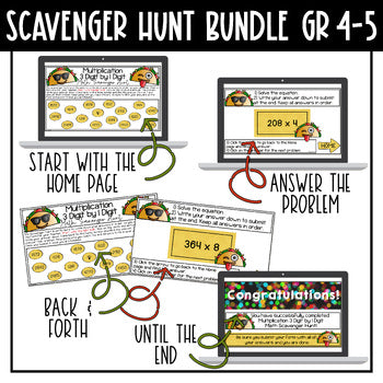 Math Scavenger Hunt Bundle - digital resource using google slides for students in grades 4-5 to practice math skills