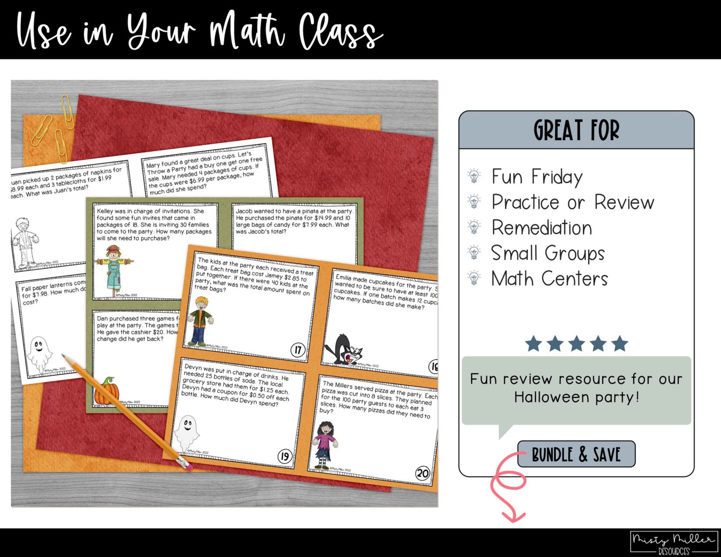 Halloween Math and Fall Party Math Task Cards