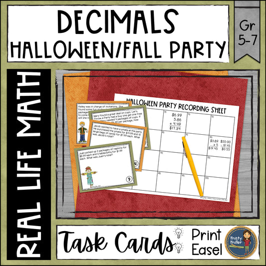 Halloween Math and Fall Party Math Task Cards