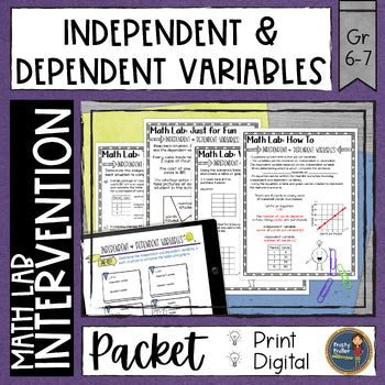 Independent & Dependent Variables Math Lab - Math Intervention - Sub Plans