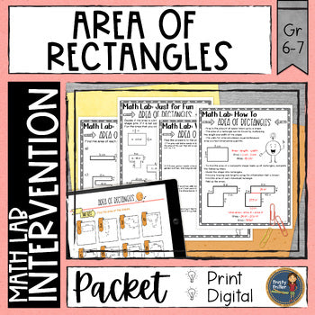Area of Rectangles & Composites Math Lab - Math Intervention - Sub Plans