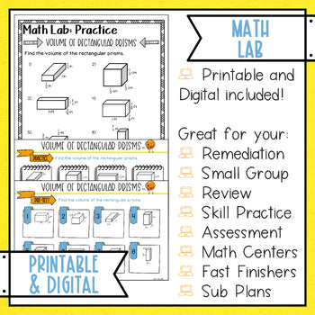 Volume of Rectangular Prisms Math Lab - Math Intervention - Sub Plans