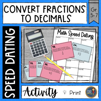 Converting Fractions to Decimals Math Speed Dating - Task Cards