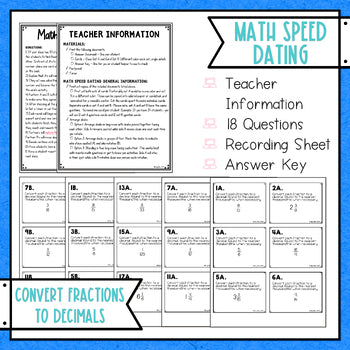 Converting Fractions to Decimals Math Speed Dating - Task Cards