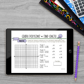 Graph Polygons & Find Length Math Activities Lab - Math Intervention - Sub Plans