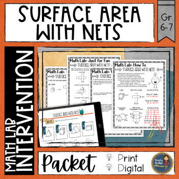 Surface Area with Nets Math Lab - Math Intervention - Sub Plans