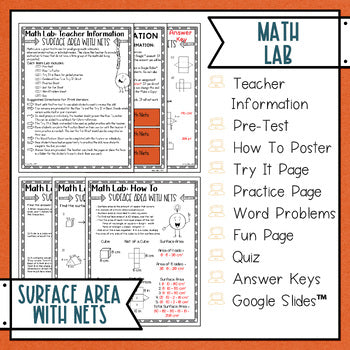 Surface Area with Nets Math Lab - Math Intervention - Sub Plans