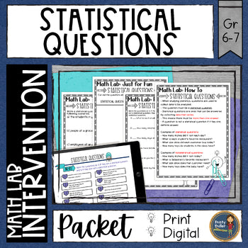 Statistical Questions Math Lab - Math Intervention - Sub Plans