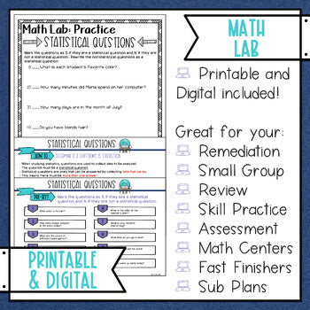 Statistical Questions Math Lab - Math Intervention - Sub Plans