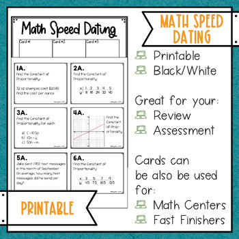 Constant of Proportionality Math Speed Dating - Task Cards