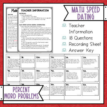 Percent Word Problems Math Speed Dating - Task Cards