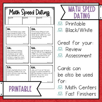 Percent Word Problems Math Speed Dating - Task Cards