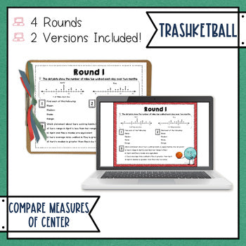 Compare Measures of Center Trashketball Math Game
