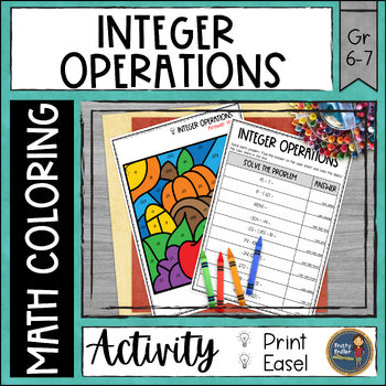 Thanksgiving Integer Operations Math Color by Number