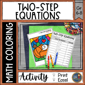 Fall Two Step Equations Math Color by Number - Thanksgiving