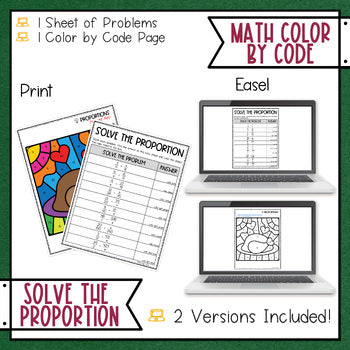 Thanksgiving Solve the Proportions Math Color by Number - Fall