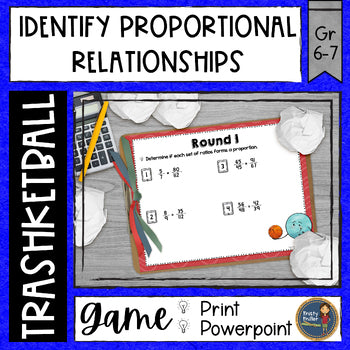 Identifying Proportional Relationships Trashketball Math Game