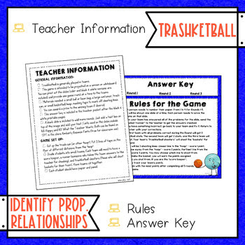 Identifying Proportional Relationships Trashketball Math Game