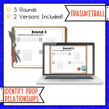 Identifying Proportional Relationships Trashketball Math Game