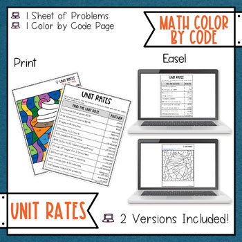 Winter Unit Rates Math Color by Number - Christmas