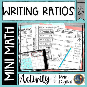 Writing Ratios Math Activities - Math Puzzles and Math Riddle - No Prep