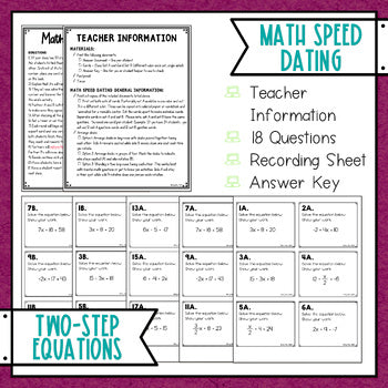 Solving Two Step Equations Math Speed Dating - Task Cards