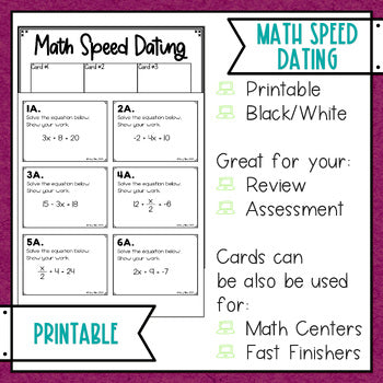 Solving Two Step Equations Math Speed Dating - Task Cards