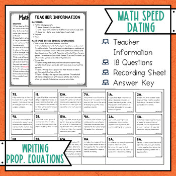 Writing Proportional Equations Math Speed Dating - Task Cards