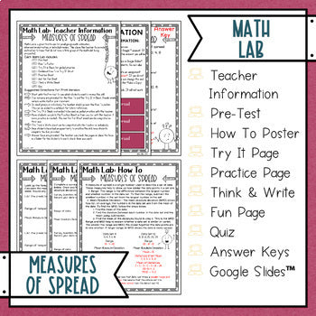 Measures of Spread Math Lab - Intervention - Sub Plans - Print Digital Resource