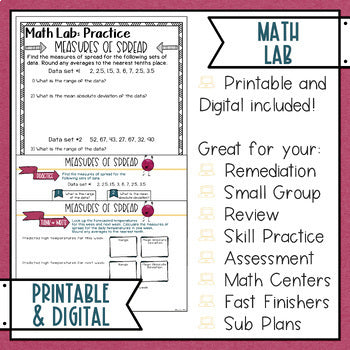 Measures of Spread Math Lab - Intervention - Sub Plans - Print Digital Resource