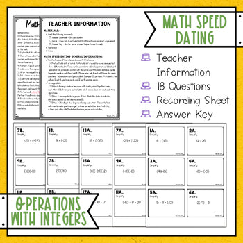 Operations with Integers Math Speed Dating - Task Cards