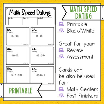 Operations with Integers Math Speed Dating - Task Cards