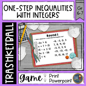 Solving One Step Inequalities with Integers Trashketball Math Game