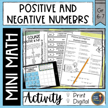 Positive and Negative Numbers Math Activities - Integers Math Puzzles and Riddle