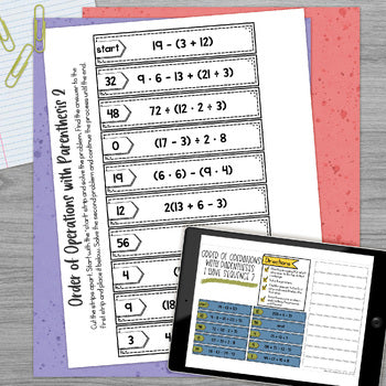 Order of Operations Parenthesis I Have It Math Cut & Paste - No Prep