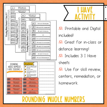 Rounding Whole Numbers I Have It Math Cut & Paste - No Prep - Print and Digital