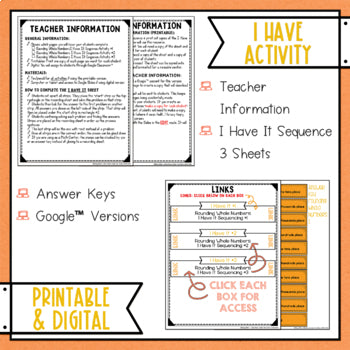 Rounding Whole Numbers I Have It Math Cut & Paste - No Prep - Print and Digital